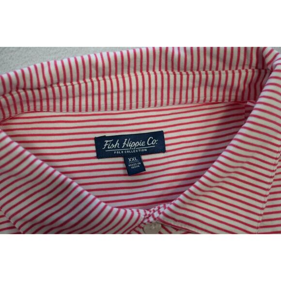 Fish Hippie Striped Golf Polo Shirt Short Sleeve Pima Stretch Mens Size 2XL XXL - Picture 7 of 8